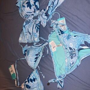 Seafolly Blue and White Bikini Set